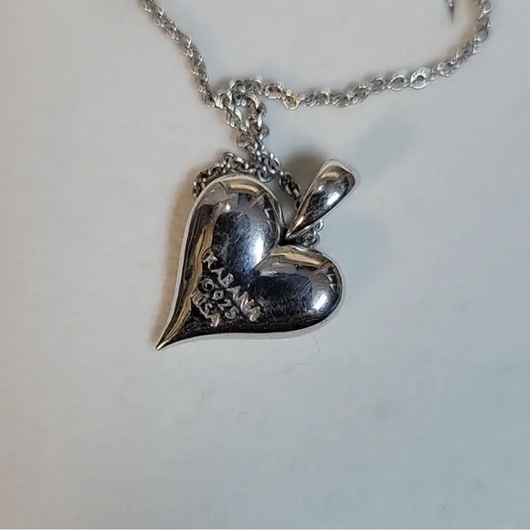 Kabana Mother of Pearl Heart Seterling Silver Necklace - Picture 3 of 6